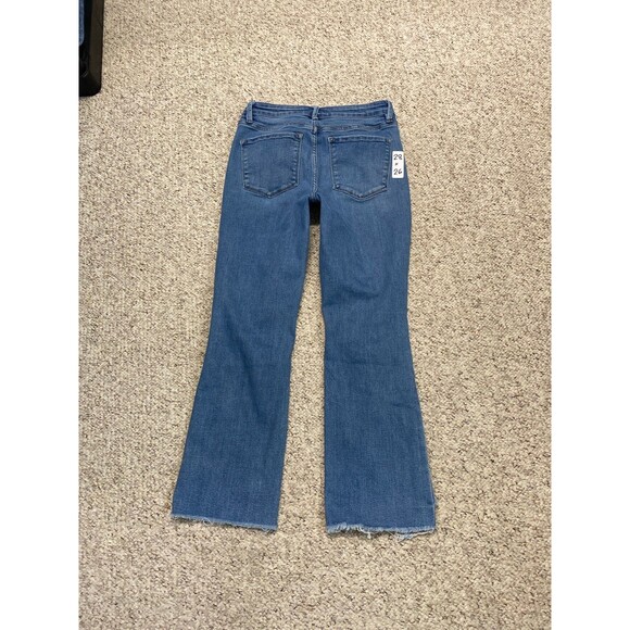 Vervet Forget Mid Rise Raw Step Hem Kick Flare Distressed Jeans Size 28 - Picture 6 of 7
